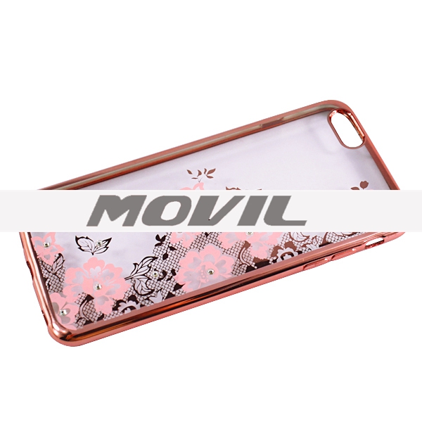 NP-2590 Enchapado TPU Estuches con Diamante para iPhone 6 Plus-3